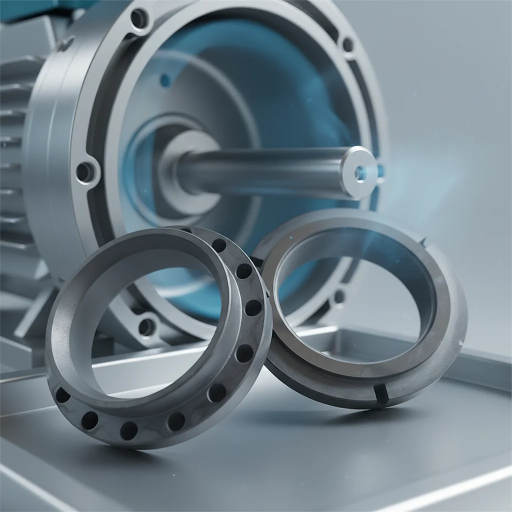 H0eb4b3b69825430ea8ba07e45592044fX.webp Reaction Bonded Silicon Carbide Flange Ring SiC Mechanical Seal Stationary Ring with Bolt Holes and Anti-Rotation Slots - Image 1