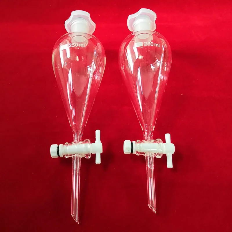 H3f91507b9f0c4f9eb5bb304a793cbac7t.webp Borosilicate Glass Thick Pear Shaped Chemistry Laboratory Equipment Separating Conical Funnel - Image 1