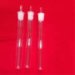 Round bottom  clear quartz test tube with ground lid