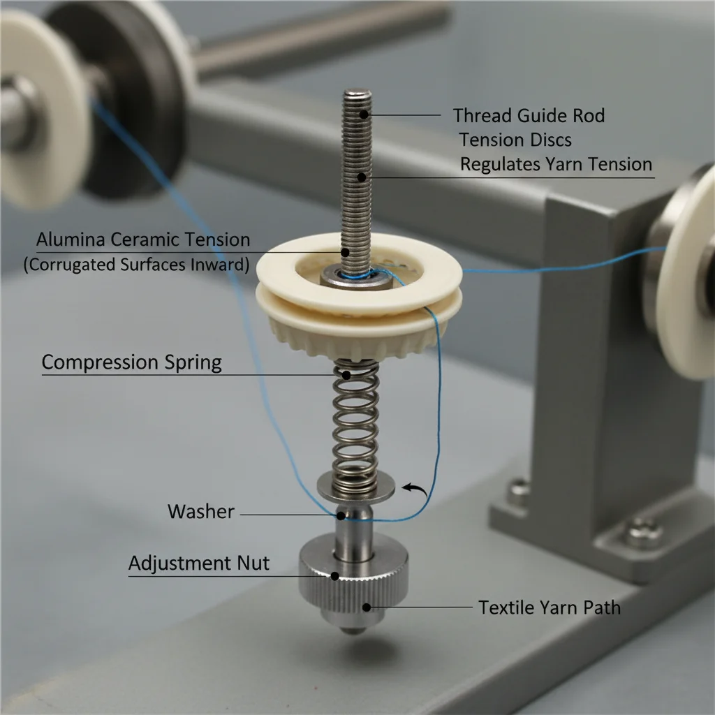 Hc64eafb2c68e42be9db2bbdbf8cf2e16o.webp 99% Alumina Ceramic Tension Disc Serrated Yarn Guide Ring Textile Yarn Clamp Washer for Twisting Machine - Image 1
