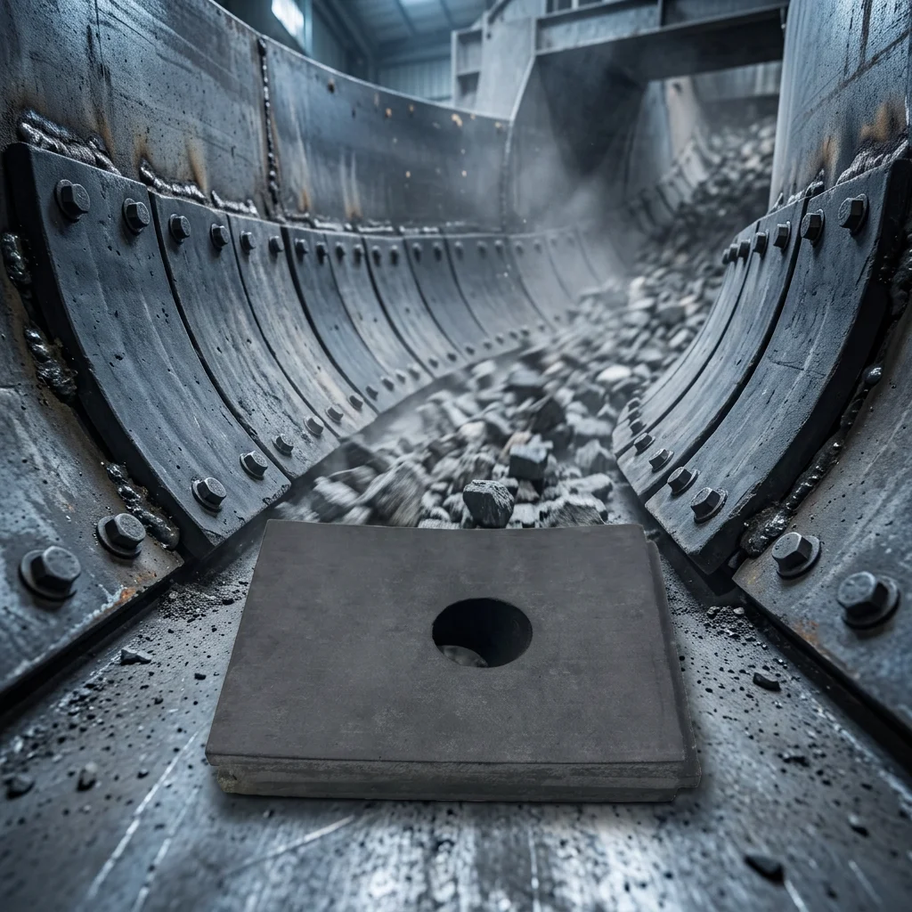 Hc8cc5eac020344c89942c42a45cff974k.webp Curved Silicon Carbide (SiC) Liner Plate High Wear Resistant Impact Resistant SiC Wear Block for Mining Chute Lining - Image 1