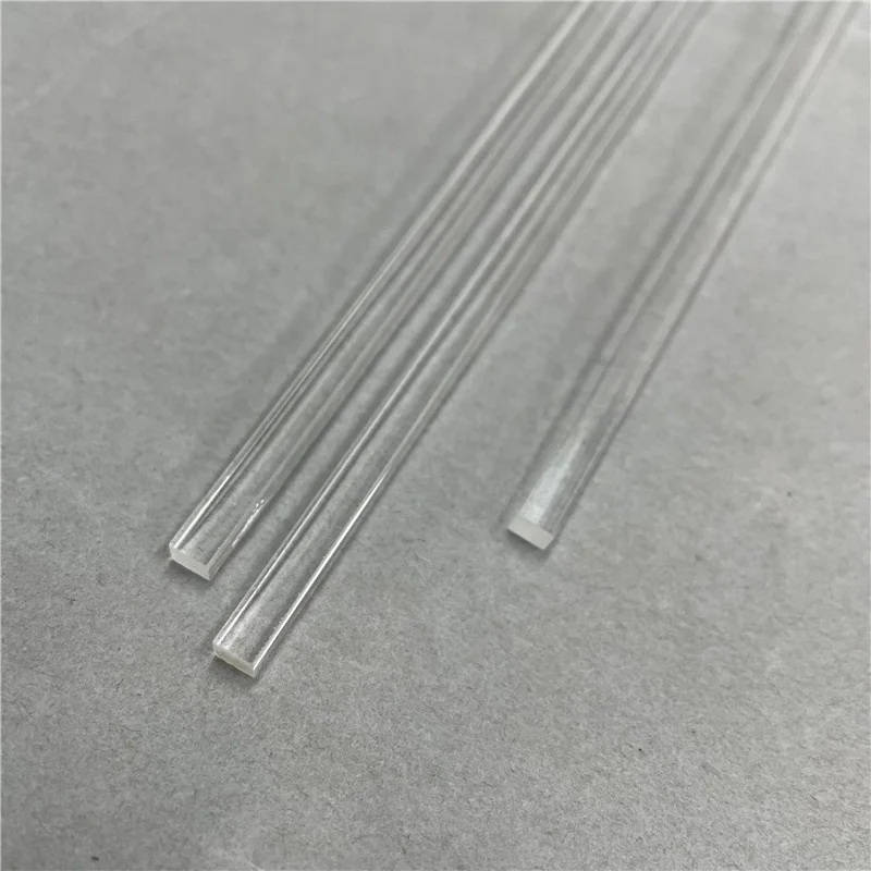 Hf6b5dec481c04760964b574c27ded446o.webp Two End Polished Round Clear Quartz Glass Semi-circle Profile Bar Square Quartz Rod - Image 1